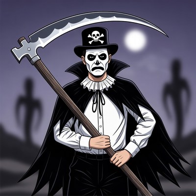 Grim Reaper with Scythe Illustration
