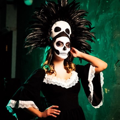 Woman in Day of the Dead costume