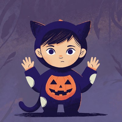 Boy in black cat Halloween costume