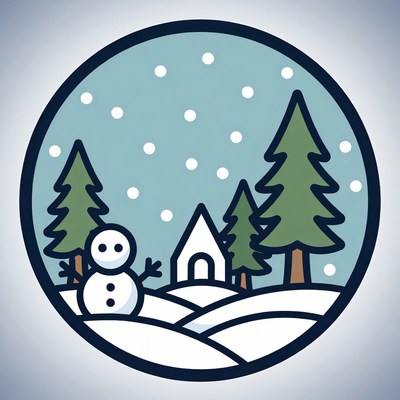 Snowman in Snowy Winter Scene