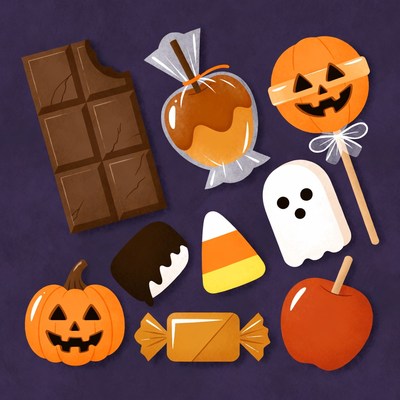 Halloween Candy and Treats Illustration