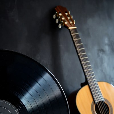 Classical Guitar and Vinyl Record