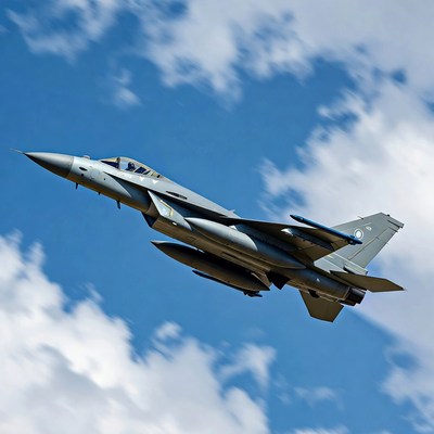 Fighter Jet Flying in Blue Sky