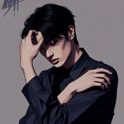 Young man hand on forehead