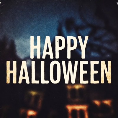 Happy Halloween Text with Haunted House