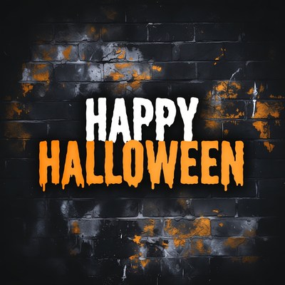 Happy Halloween on Brick Wall