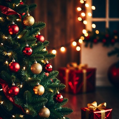 Festive Christmas Tree with Gifts