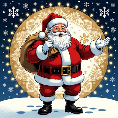 Smiling Santa Claus with sack