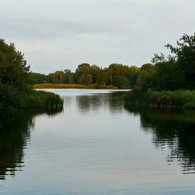 Serene River with Autumn Trees