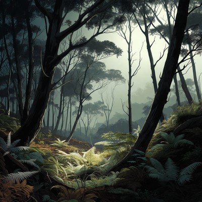 Misty Dark Forest Illustration