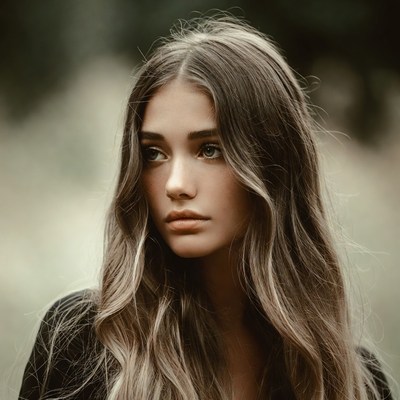 Beautiful woman with long wavy hair