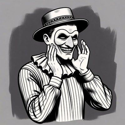 Creepy Clown Holding Face Mask