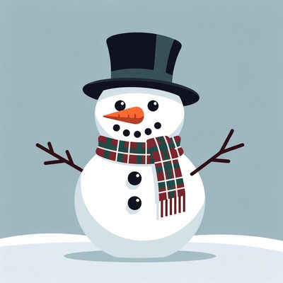 Snowman with Scarf and Top Hat