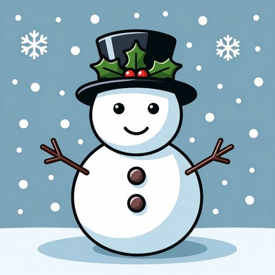 Snowman with Holly Top Hat