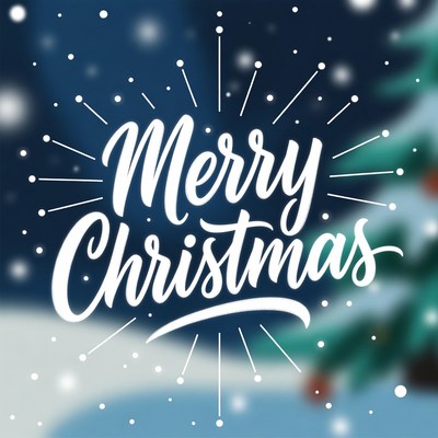 Merry Christmas with Snow and Tree