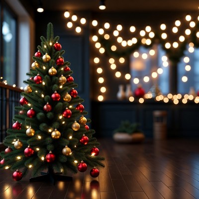 Festive Christmas Tree with Lights