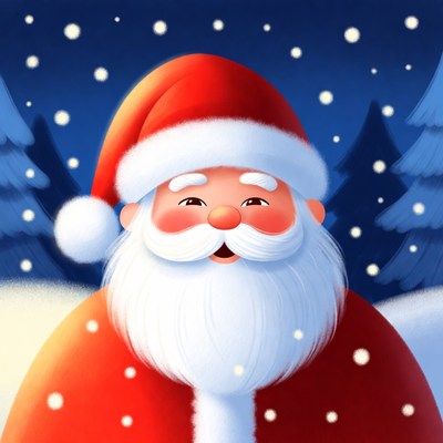 Smiling Santa Claus in Snowy Forest