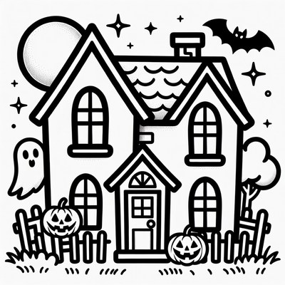 Haunted House Coloring Page