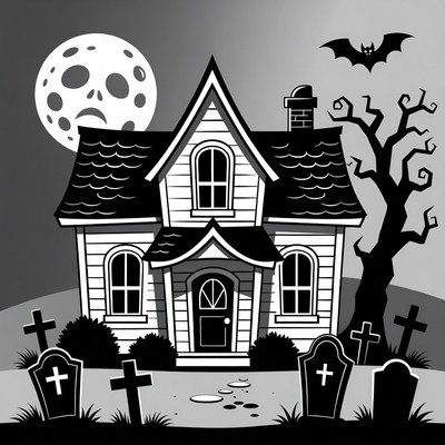 Spooky Haunted House Illustration