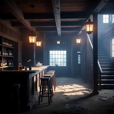 Abandoned Wooden Bar Interior
