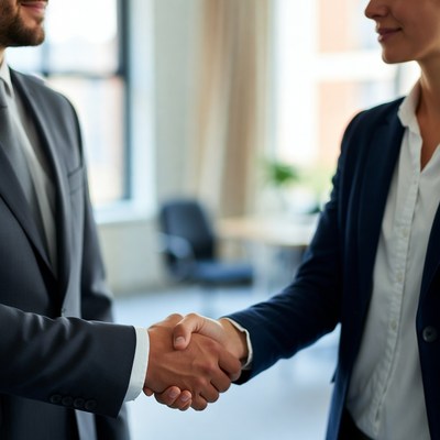 Man and woman shaking hands