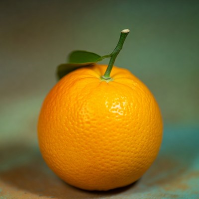 Fresh orange with green leaf