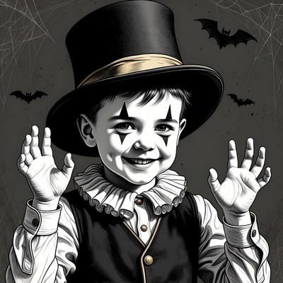Boy in top hat with bats