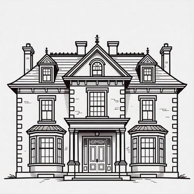 Victorian Mansion Line Art