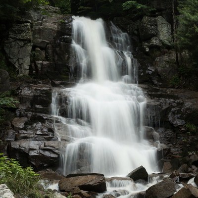 Waterfall cascading over rocky cliffs
