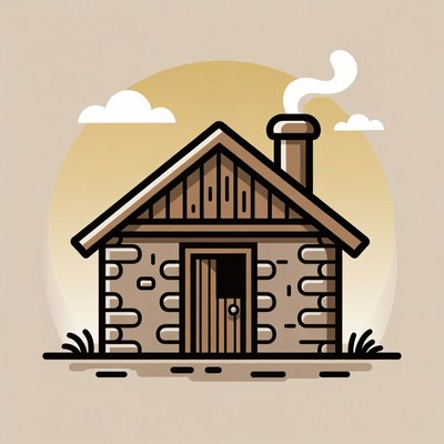 Cozy Log Cabin Illustration