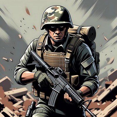 Soldier with rifle in combat gear