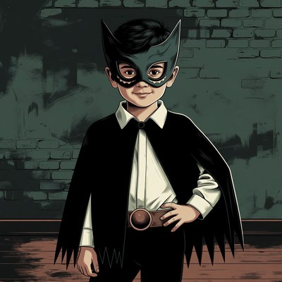 Boy in Batman costume