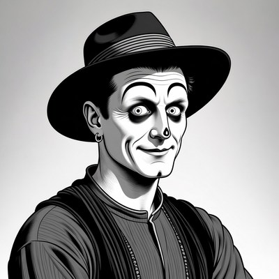 Creepy man in hat illustration