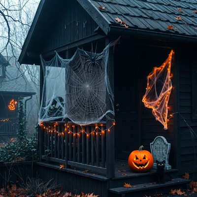 Spooky Halloween House with Jack-o-Lantern