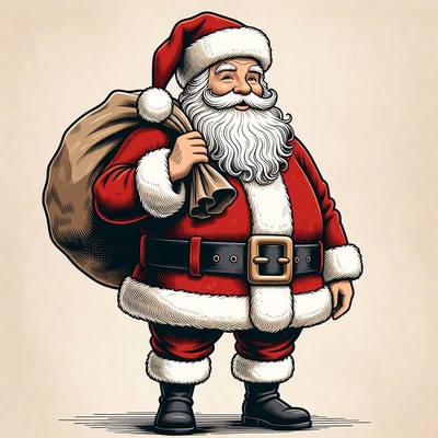 Santa Claus holding sack illustration