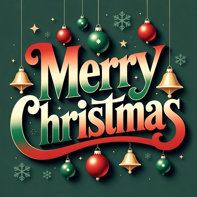 Merry Christmas with Hanging Ornaments