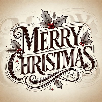 Merry Christmas Holly Illustration