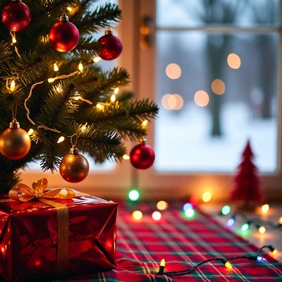 Small Christmas tree with red gift