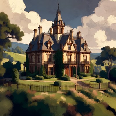 Victorian Mansion on Grassy Hill