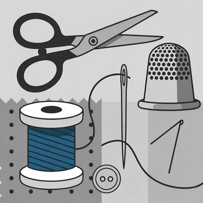 Sewing Tools Clipart Illustration
