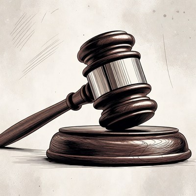 Wooden Gavel on Sounding Block