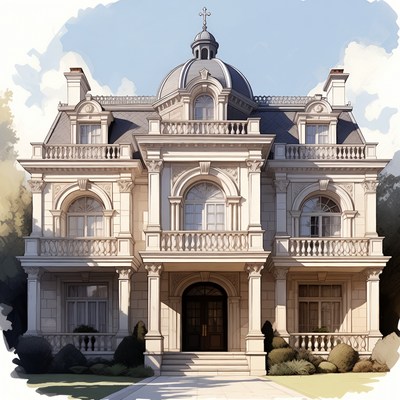 Luxurious Mansion with Dome and Cross