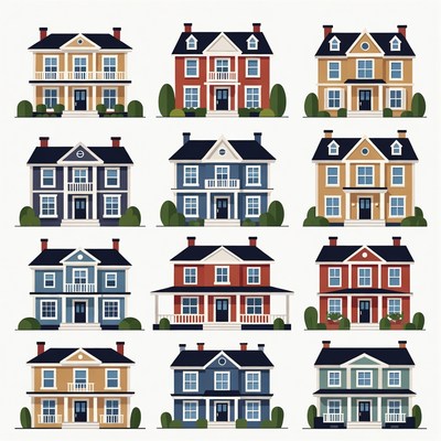 Colorful Houses Illustration Set