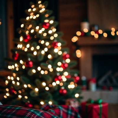 Blurry Christmas Tree with Gifts