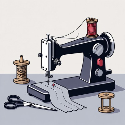 Sewing Machine with Thread Spools