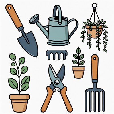 Gardening Tools Clipart Set