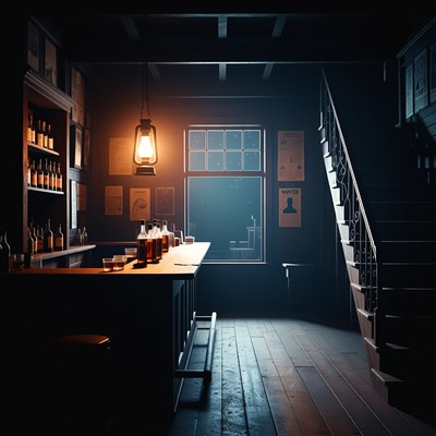 Cozy Dimly Lit Old Saloon Interior