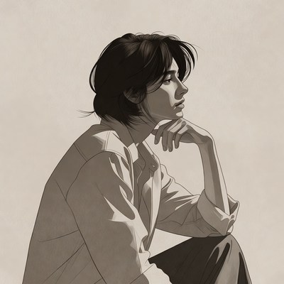 Profile of man resting chin on hand