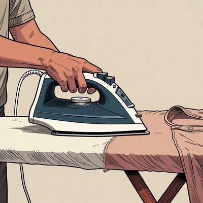 Man ironing shirt illustration