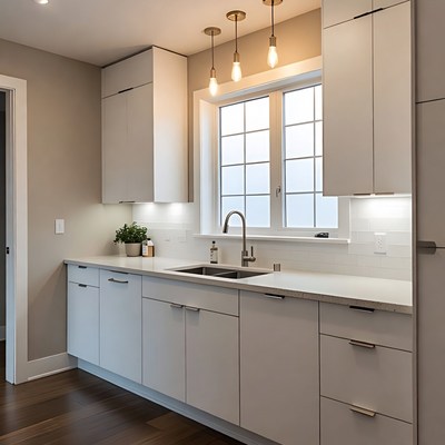 Modern White Kitchen with Sink